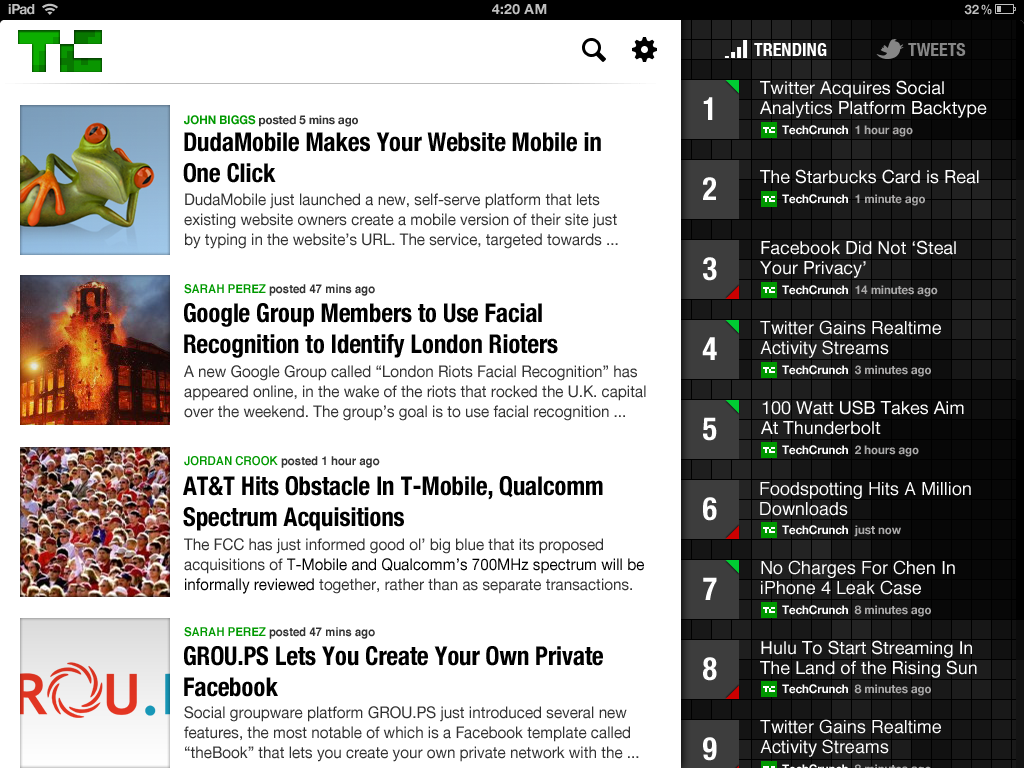 Full TechCrunch discovery experience